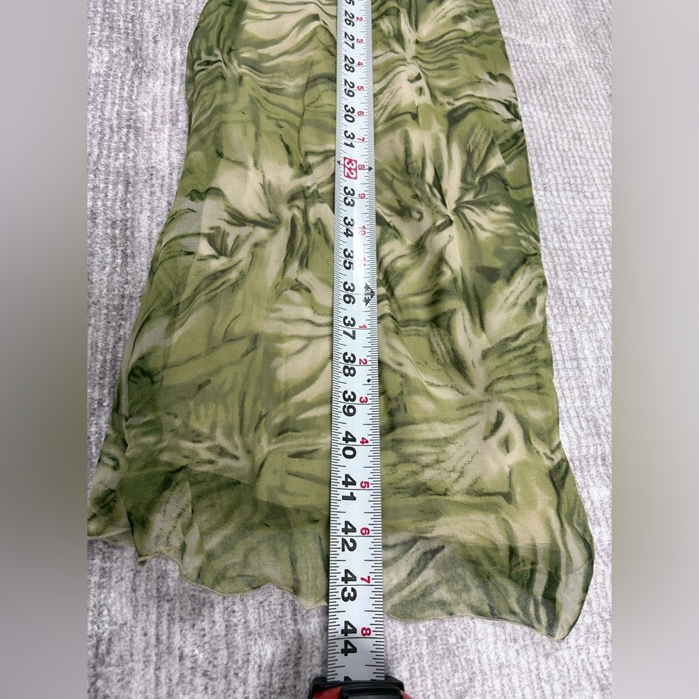 NWT Silk Washable Sundress Womens Sz 6 Green Tropical Bling Y2K Fairy - Picture 6 of 9